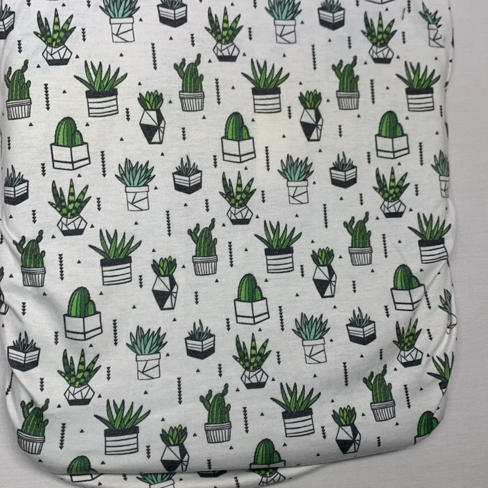 Copper Pearl Green and White Succulent Print Bassinet Sheet Bedding